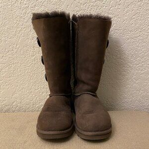 UGG Women Tall Brown Suede Water Resistance Shearling Lined Winter Boots Size 5